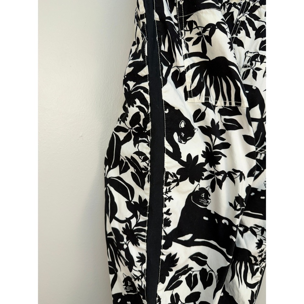 Maeve Anthropologie Tenley Twill Track Pants L Women Black White Panther Cat - Picture 9 of 16